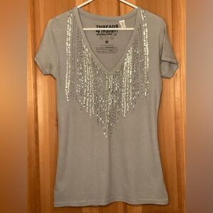 NWOT Threads 4 Thought Beaded V-Neck T-Shirt
